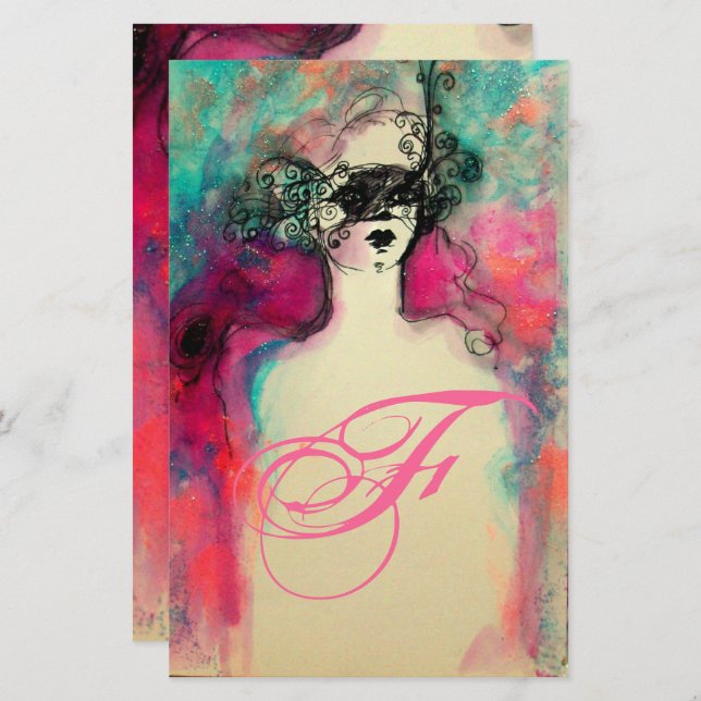 PAPELARIA CHARM MONOGRAM BEAUTY FASHION STATIONERY (Frente/Verso)