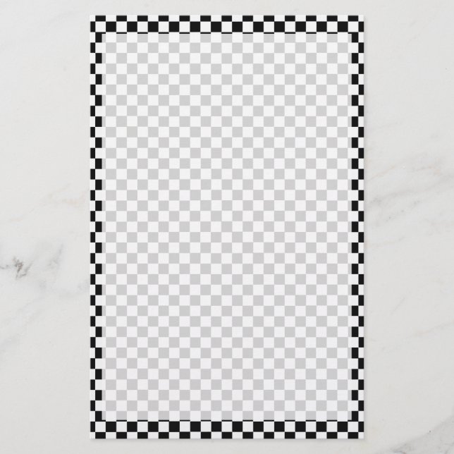 Papelaria Checkerboard preto e branco clássico por STaylor (Frente)