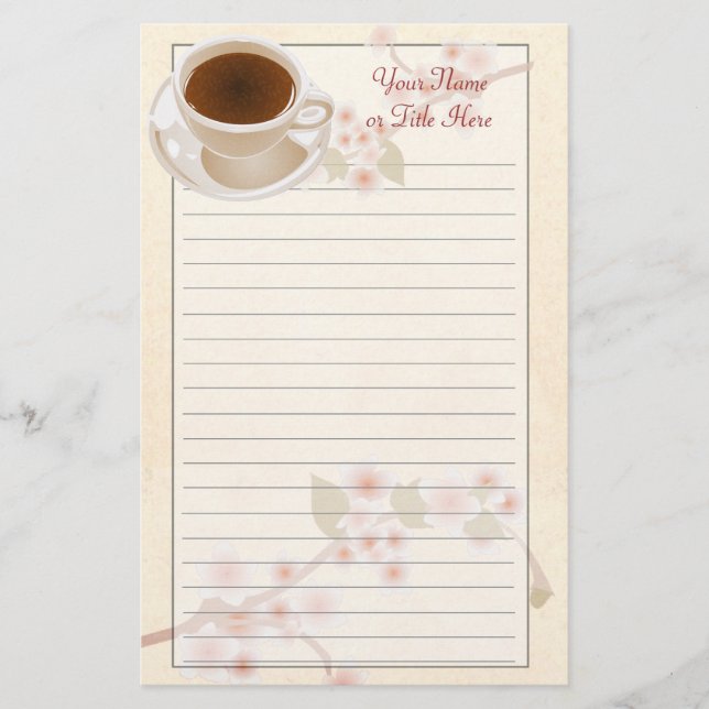 Papelaria Cherry Blossom - Carta De Café (Frente)