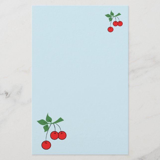 Papelaria Cherry Retro Art Red Cherries Graphic (Frente)