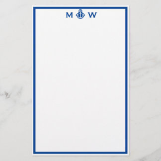 Papelaria Chic Royal Blue Anchor Monographic Stationery