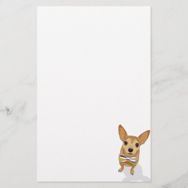 Papelaria Chihuahua em uma tigela de fundo branco (Frente)
