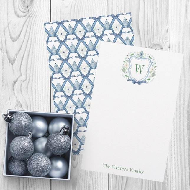 Papelaria Chinoiserie Ginger Jar Monograma Crest (Criador carregado)