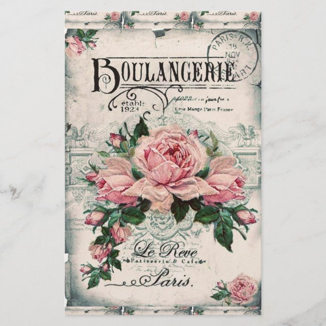 Papelaria chique, dissociação, vitoriano, chic francês, pa (Frente)