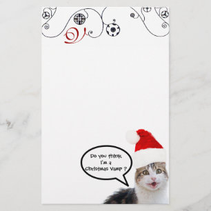Papelaria CHRISTMAS CAT COM SANTA CLAUS HAT Monograma