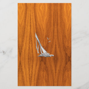 Papelaria Chrome Regatta Sailboat no Teak Veneers Styles
