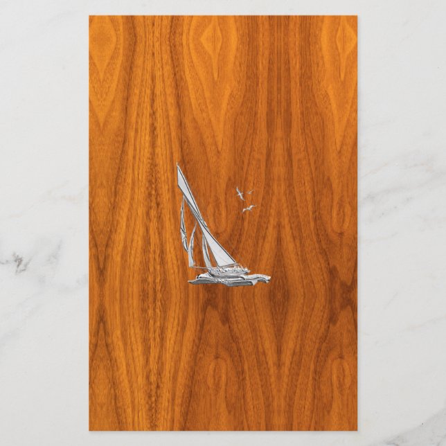 Papelaria Chrome Regatta Sailboat no Teak Veneers Styles (Frente)