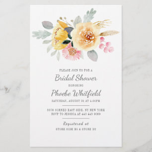 Papelaria Chuva de Noiva Aquarela Floral Moderno Script