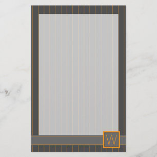 Papelaria Cinza com Papel de Carta Pinstripes Laranja