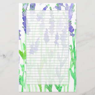 Papelaria Cinza da aguarela dos Wildflowers da lavanda