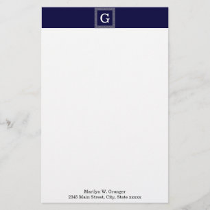 Papelaria Cinza marinho Azul Escuro Chave Grega Nº 1 Monogra