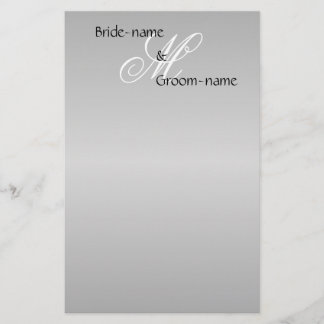 Papelaria Cinza Monograma de Casamento Personalizado Preto e