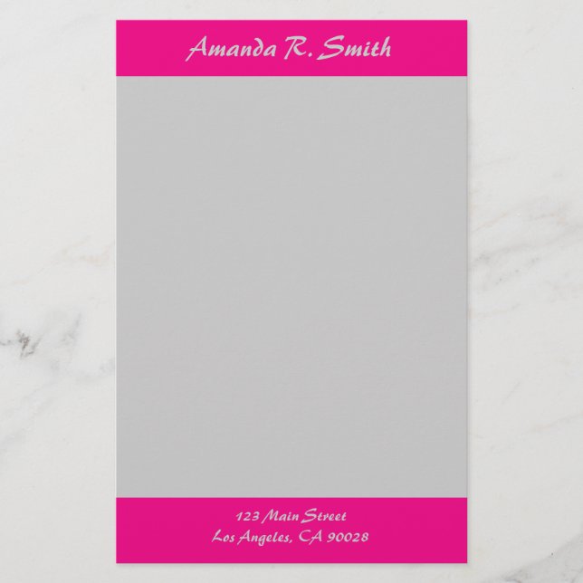 Papelaria Cinza rosa brilhante simples (Frente)