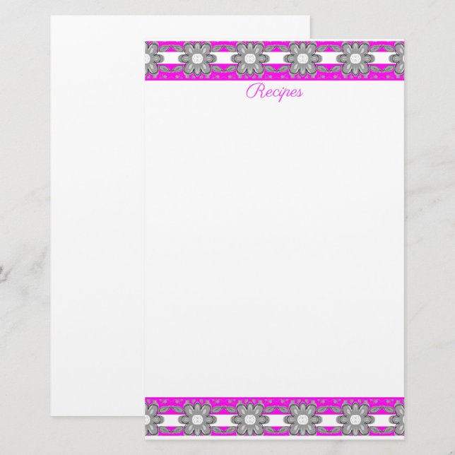 Papelaria Cinza rosa e branco (Frente/Verso)