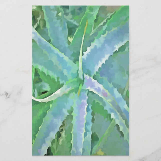 Papelaria Cinza Verde Aloe Abstrato (Frente)