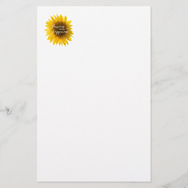 Papelaria Citação do girassol "flores são felicidade" (Frente)
