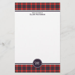 Papelaria Clã Fraser do monograma moderno do Tartan de Lova
