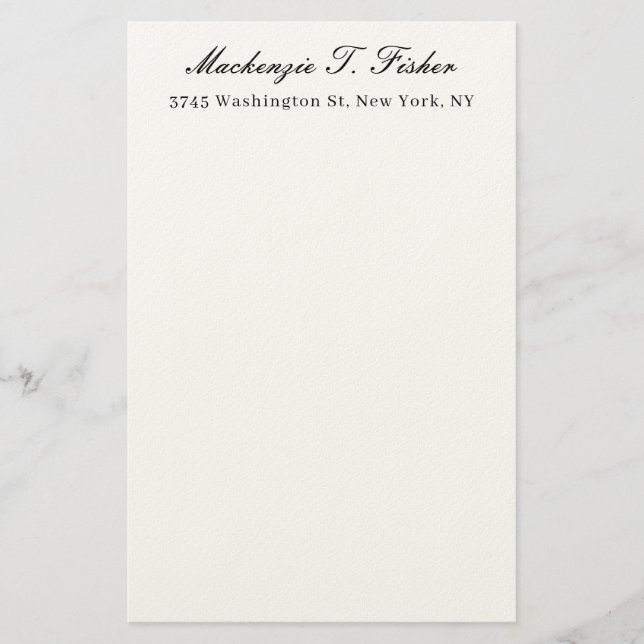 Papelaria Classical Calligraphy Elegant Plain Black & White (Frente)