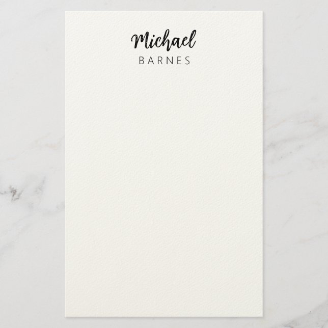 Papelaria Clássico Branco Minimalista Simples Elegante (Frente)