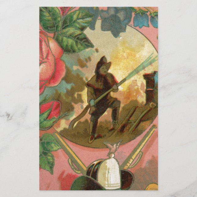 Papelaria Cobrir Bombeiro Vintage de 1880 (Frente)