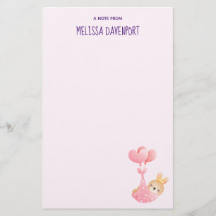 Papelaria Coelhinho Bonito num cobertor do Coração