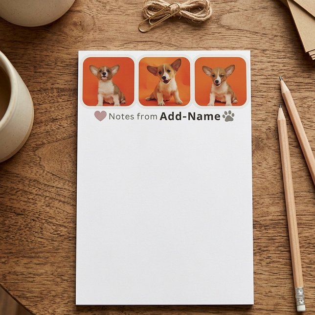 Papelaria Colagem de 3 Fotos Personalizadas do Cachorro Nome (Criador carregado)