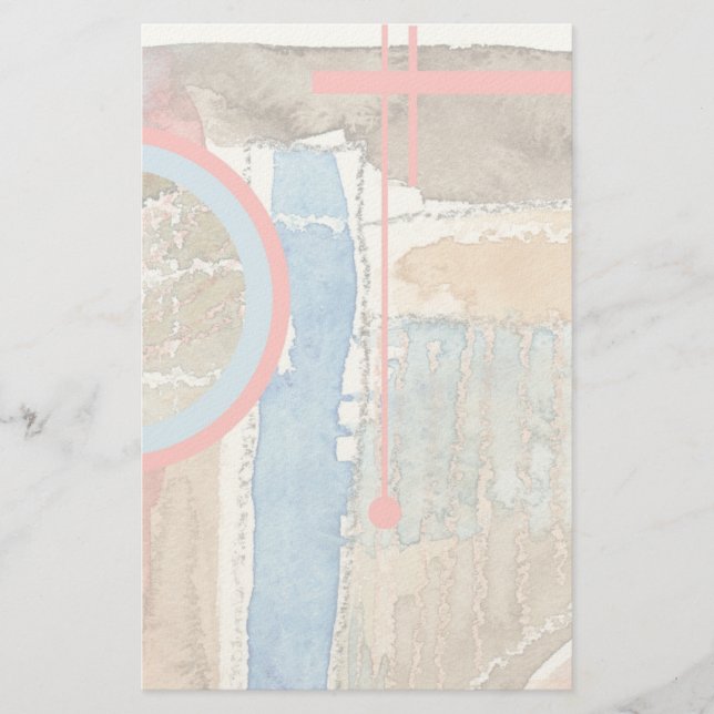 Papelaria Colagem de abstrato, mídia mista e aquarela 5 (Frente)