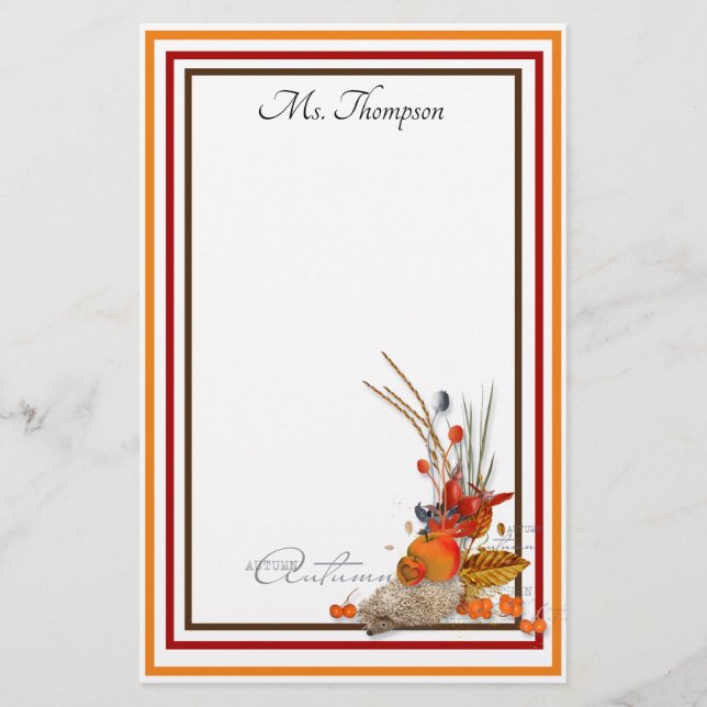 Papelaria Colheita Personalizada do outono (Frente)