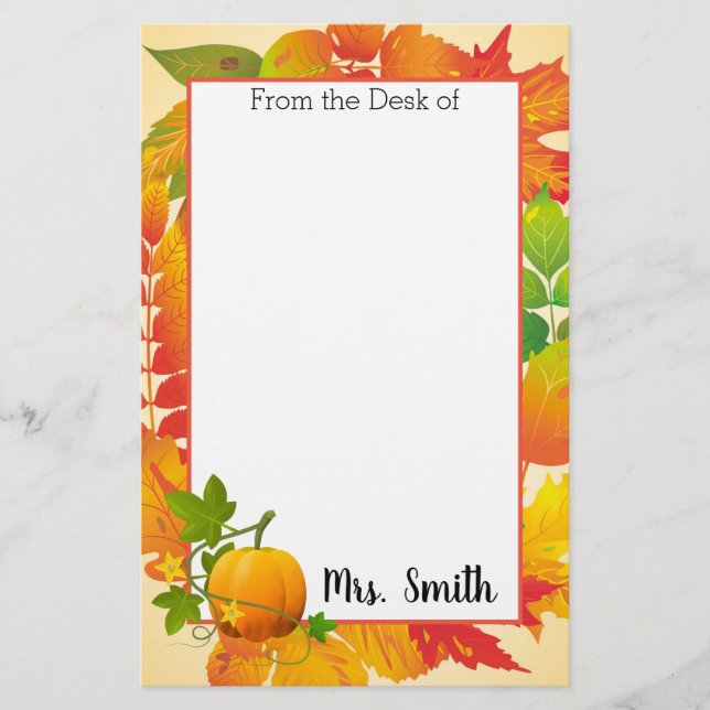 Papelaria Colheita Personalizada do outono (Frente)