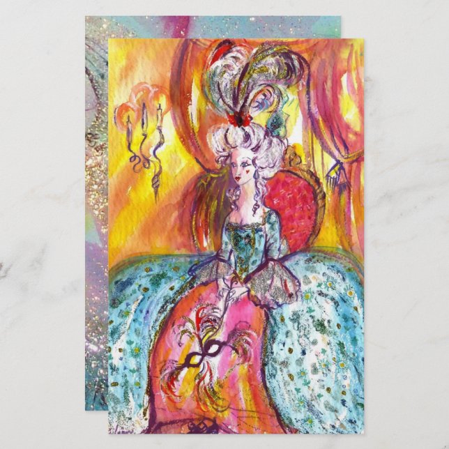 Papelaria COLOMBINA Veneza Mascarada Máscaras Azul Rosa (Frente/Verso)