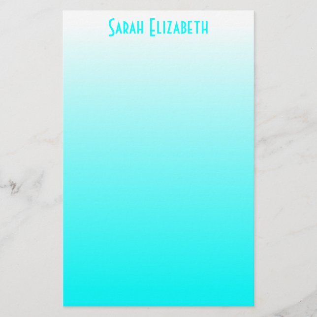 Papelaria com Efeito Ombre Branco Aqua (Frente)