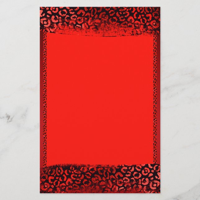 Papelaria com Impressão de Leopardo Vermelho (Frente)