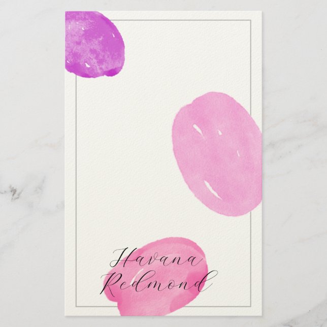Papelaria com moldura rosa de formas em aquarela (Frente)