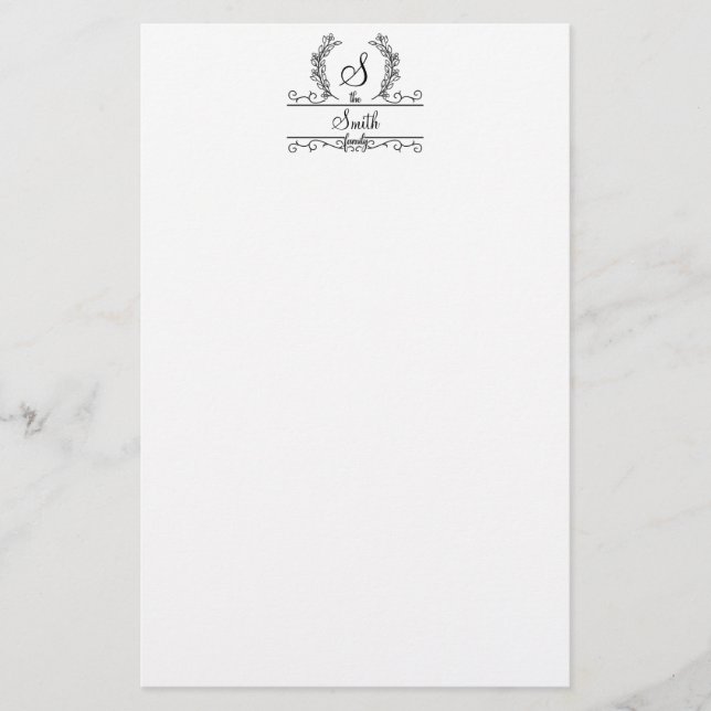 Papelaria com Nome da Família Monogramado (Frente)