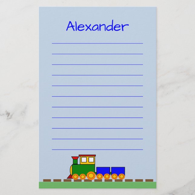 Papelaria Comboio bonito com nome de menino (Frente)