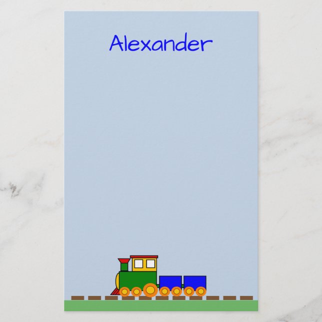 Papelaria Comboio bonito com papel de carta azul (Frente)