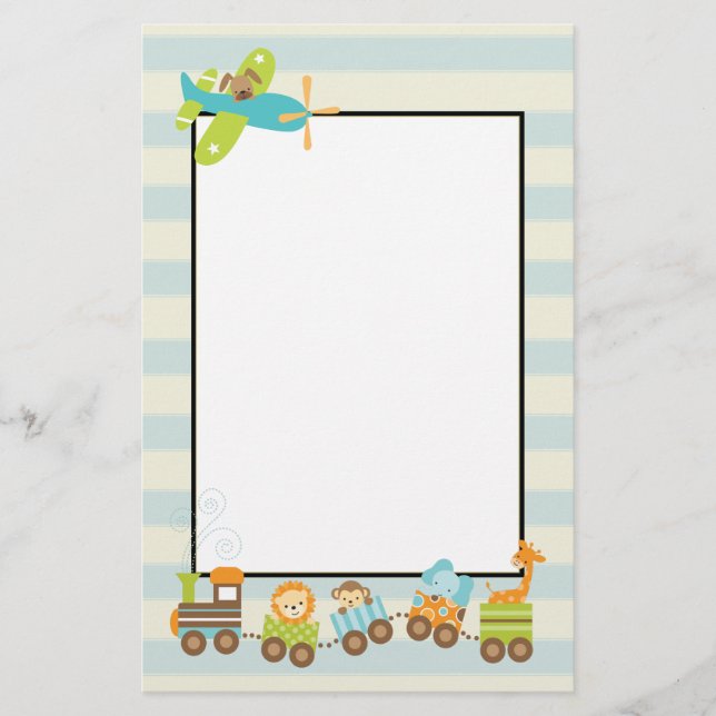 Papelaria Comboio de Brinquedos e Avião-Cães em Strips (Frente)