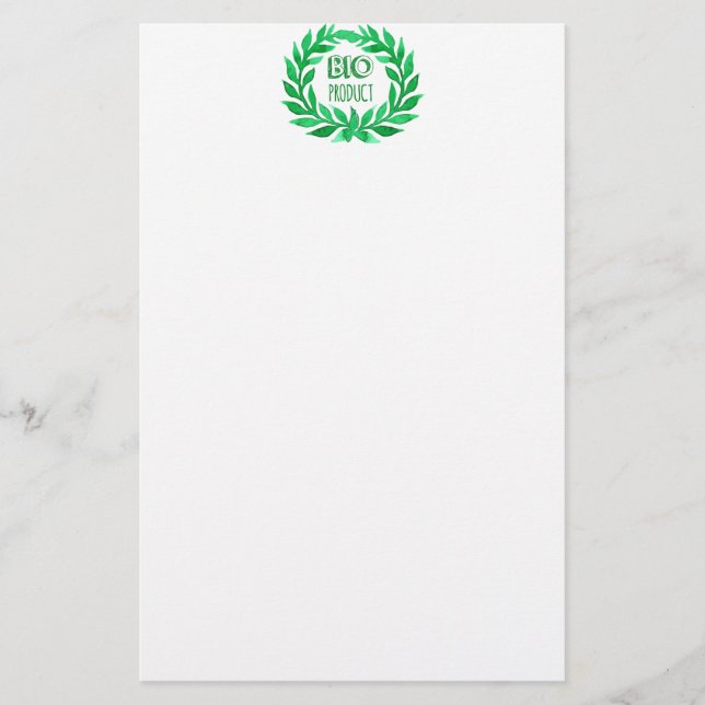 Papelaria Comida verde de Fazenda de aquarela de bioproduto (Frente)