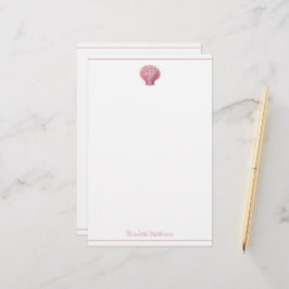 Papelaria Concha de Rosa Costeira em Branco Personalizado