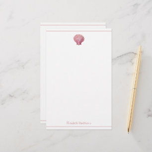 Papelaria Concha de Rosa Costeira em Branco Personalizado