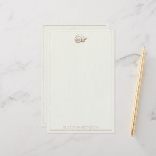 Papelaria Concha Marinha Costeira Creme e Bege Personalizada