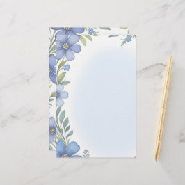 Papelaria Conjunto de Material de Elegância Floral Azul