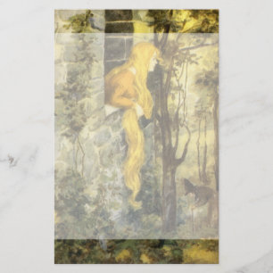 Papelaria Conto de fadas do vintage, Rapunzel com cabelo