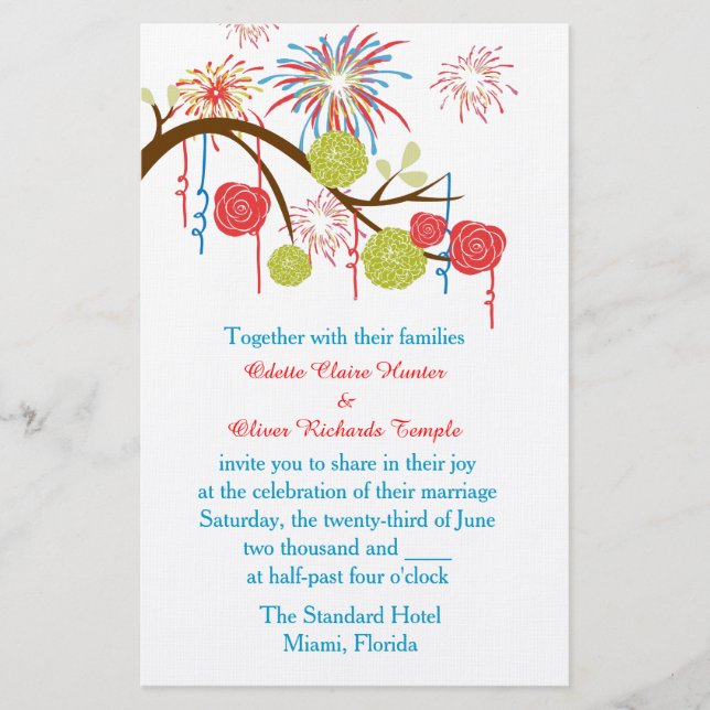 Papelaria Convite de casamento Fiesta Wonderland (Frente)