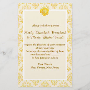 Papelaria Convite de casamento floral amarelo