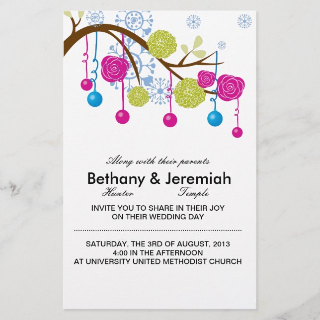 Papelaria Convite de casamento Winter Wonderland (Frente)