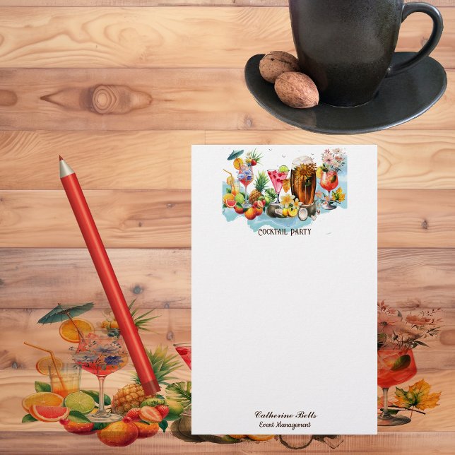 Papelaria Coquetéis de Praia Frutas Tropicais Despedida de S (Beach Cocktails Tropical Fruits Bachelorette Party Stationery)