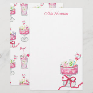 Papelaria Coquetéis Mahjong Rosa Água-forte