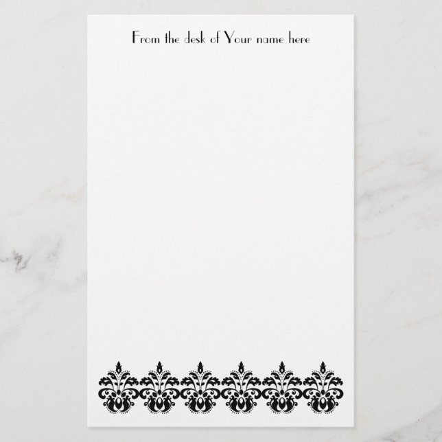 Papelaria Cor damasco preta vitoriana antiga (Frente)