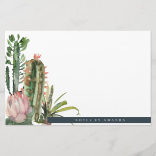PAPELARIA COR DE ÁGUA DA FOLHA DE CACTI DE DESERTO FLORAL D